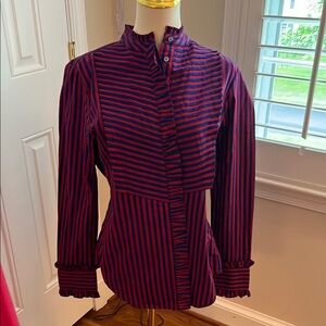 J. Crew Red and Blue Striped Top